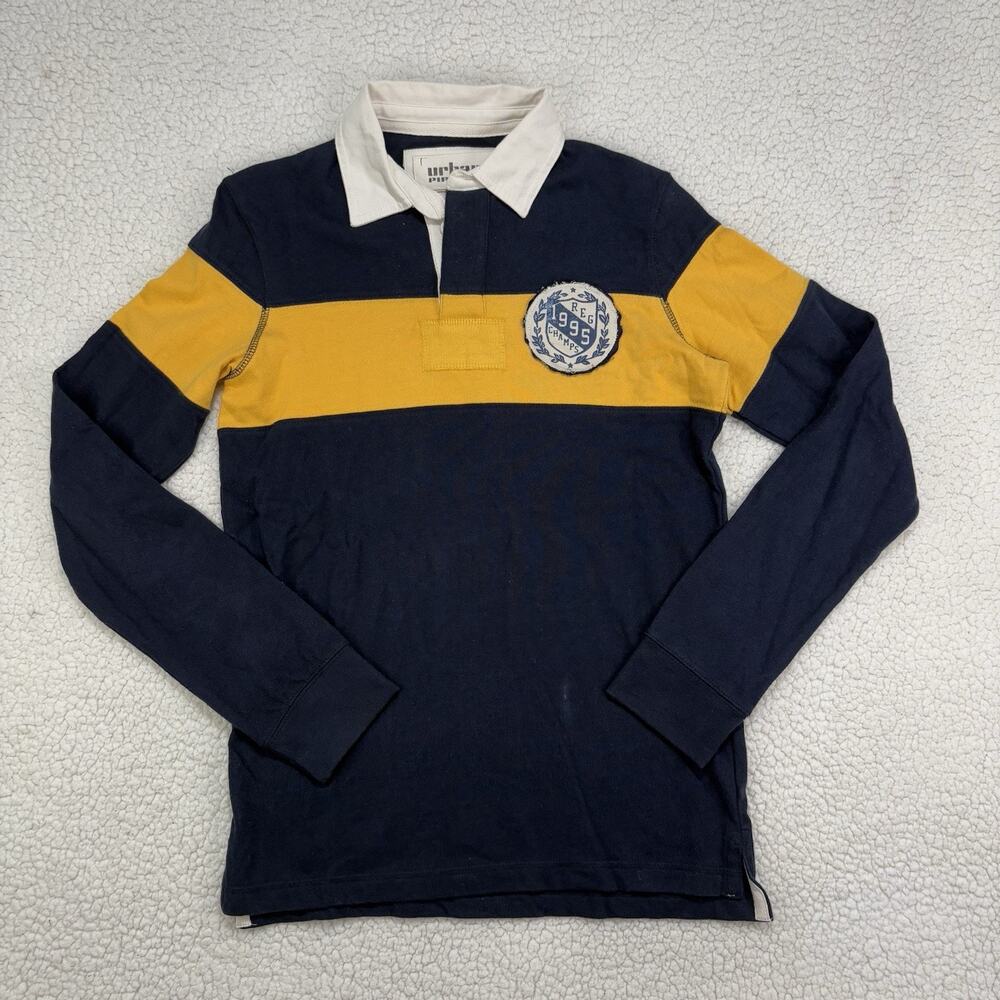 Urban Pipeline Rugby Polo Shirt Mens XL Striped Blue Yellow 1995 Logo Classic